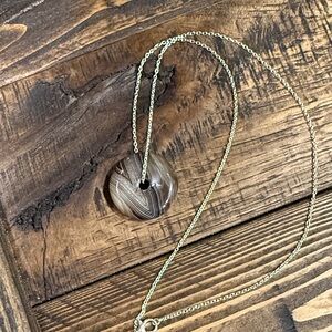 Banded Brown Agate Pendant Necklace